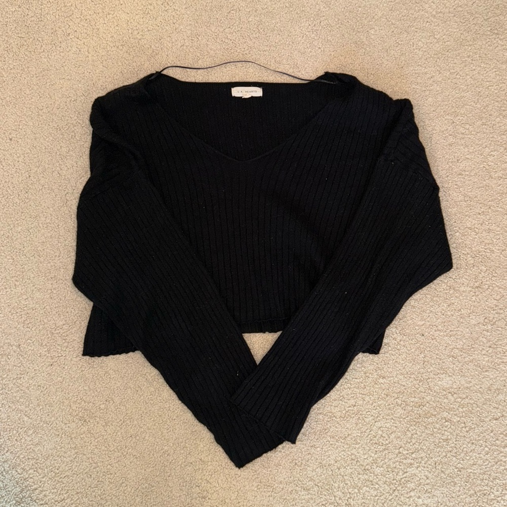 LA Hearts Black Ribbed Knit Sweater